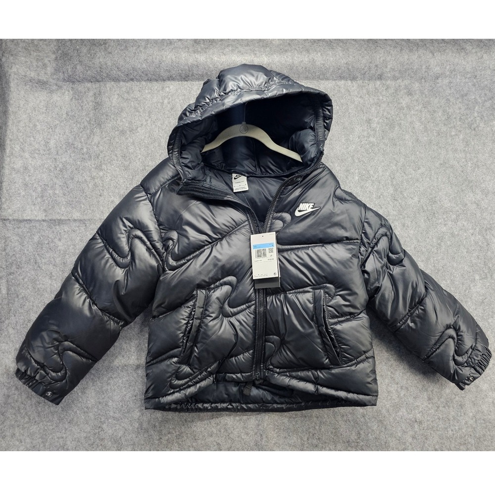 Nike‎ Kids Therma-FIT All Over Swoosh Quilted Puffer Jacket Black FD2841-010 M
